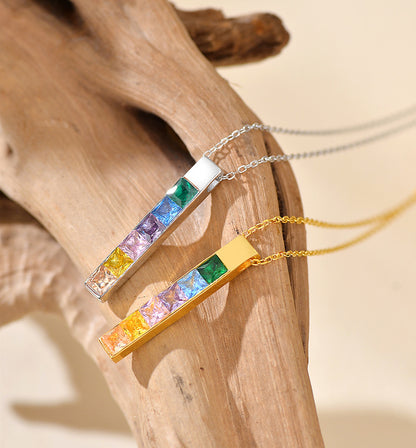 Rainbow Bar Pendant Necklace