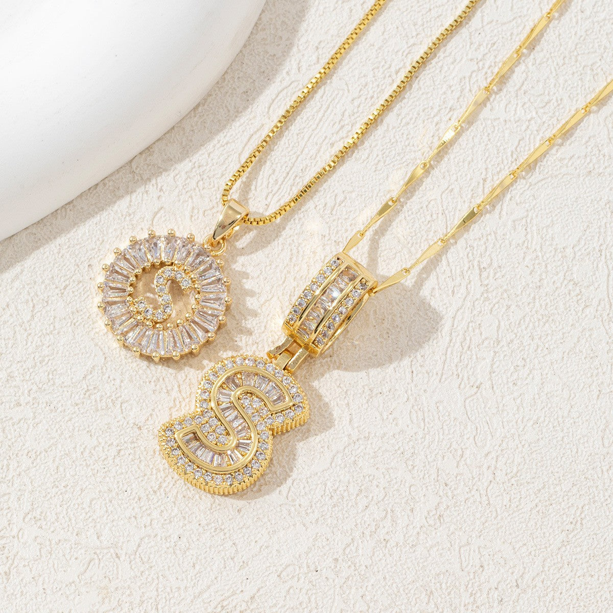 Twin Spark Initial Necklace Set