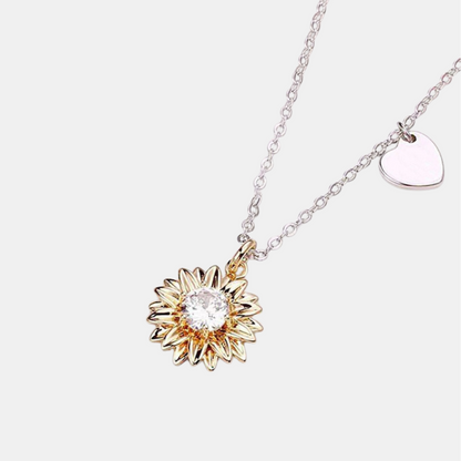 Sunflower & Heart Charm Necklace