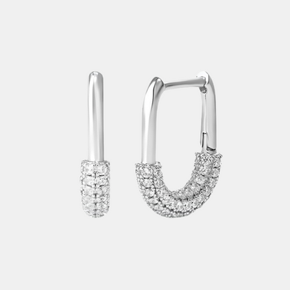 U-Shaped Pavé Hoop Earrings