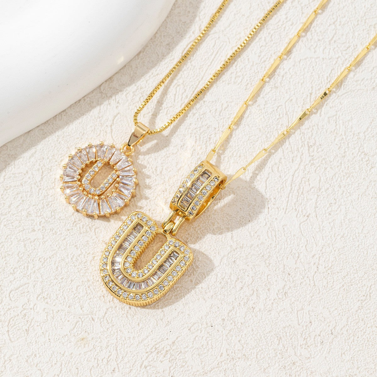 Twin Spark Initial Necklace Set