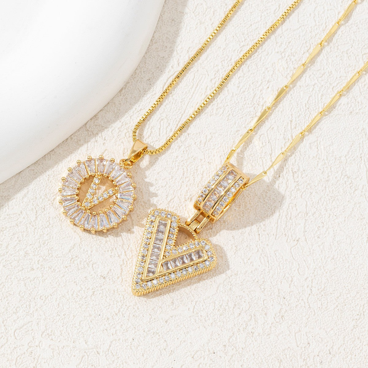 Twin Spark Initial Necklace Set