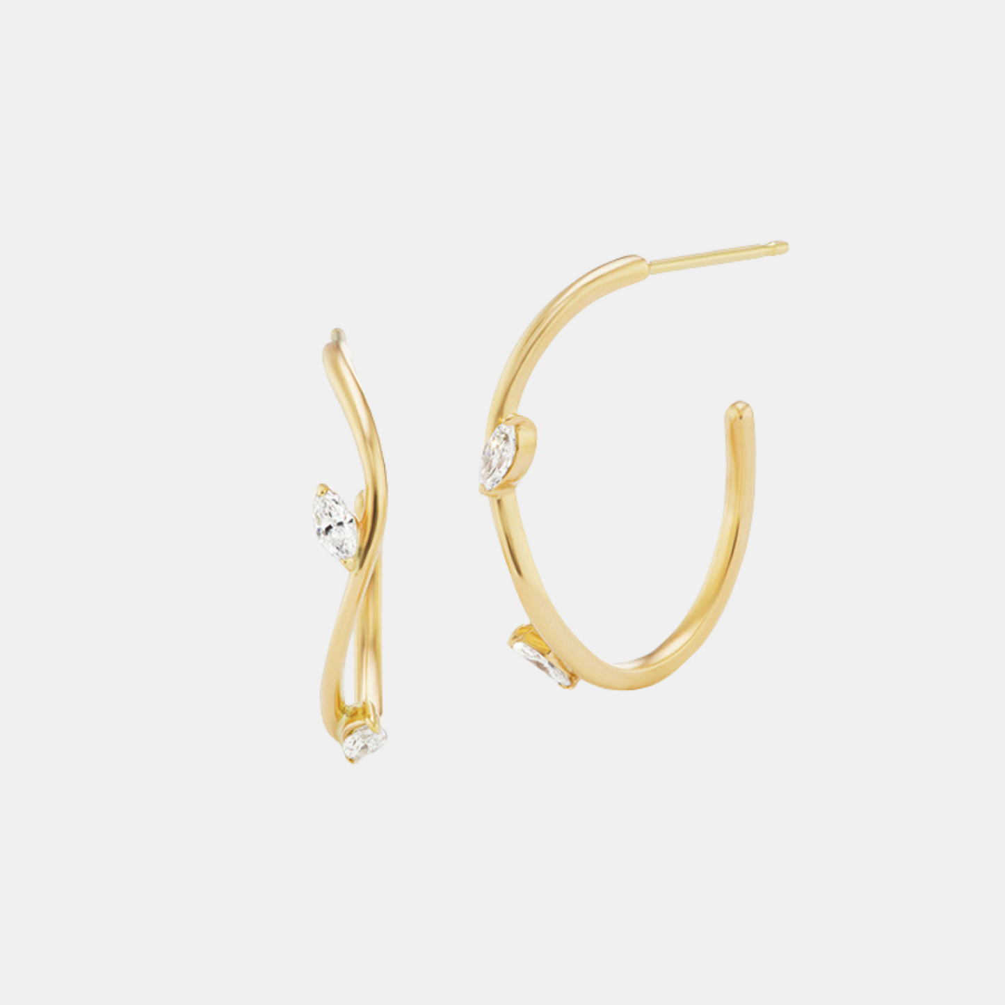 Wavy Hoop Earrings with Pear Accents