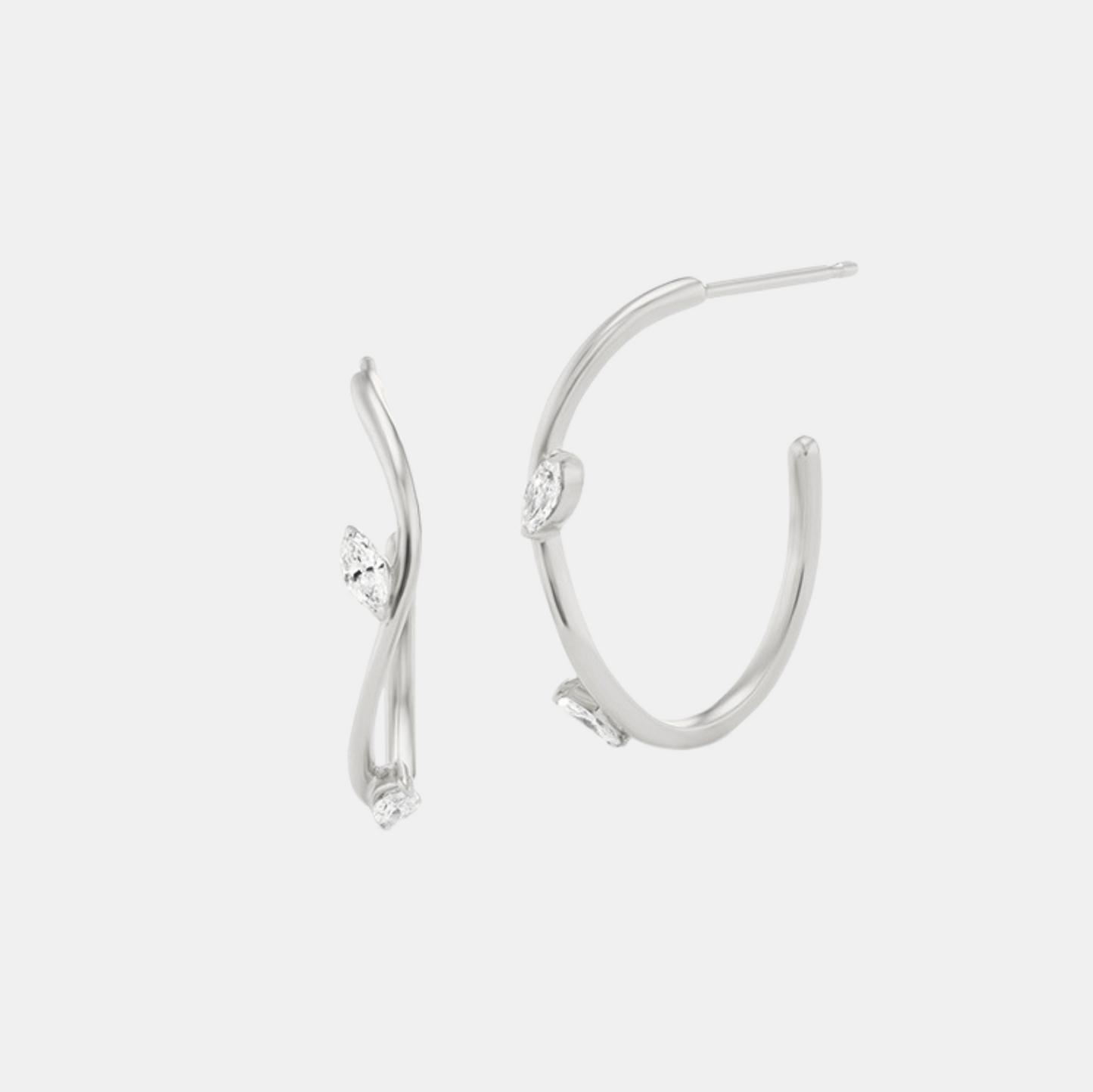 Wavy Hoop Earrings with Pear Accents