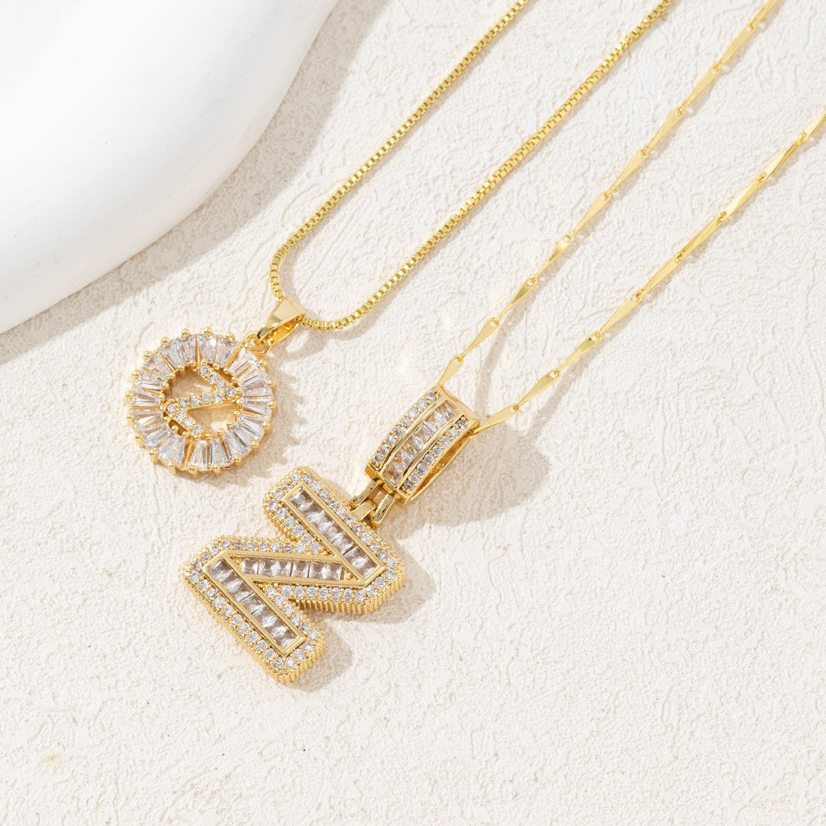 Twin Spark Initial Necklace Set