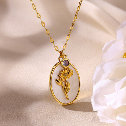 Birth Flower Pendant Necklace