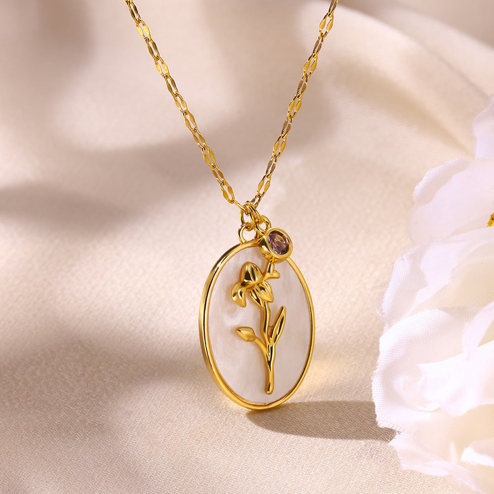 Birth Flower Pendant Necklace