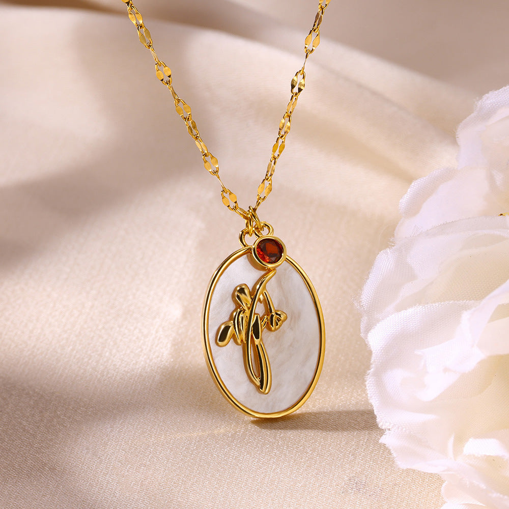 Birth Flower Pendant Necklace