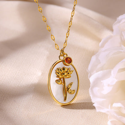 Birth Flower Pendant Necklace