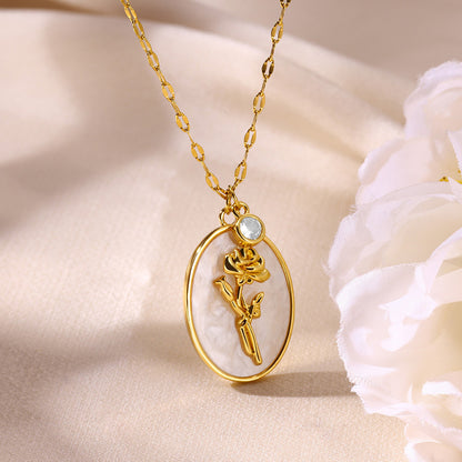 Birth Flower Pendant Necklace