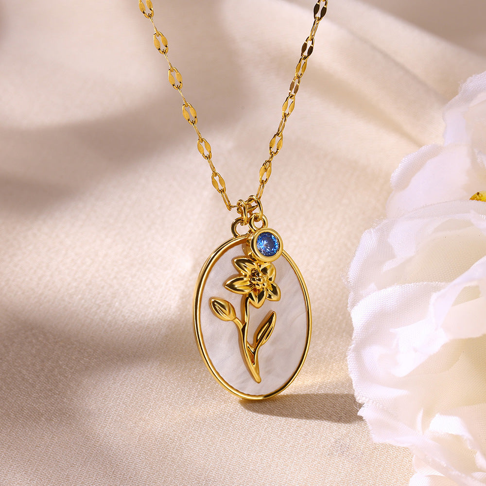 Birth Flower Pendant Necklace