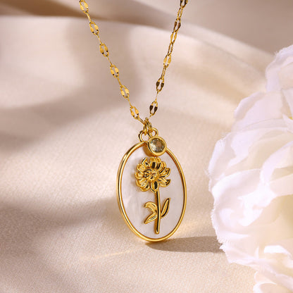 Birth Flower Pendant Necklace