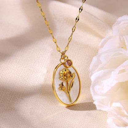 Birth Flower Pendant Necklace